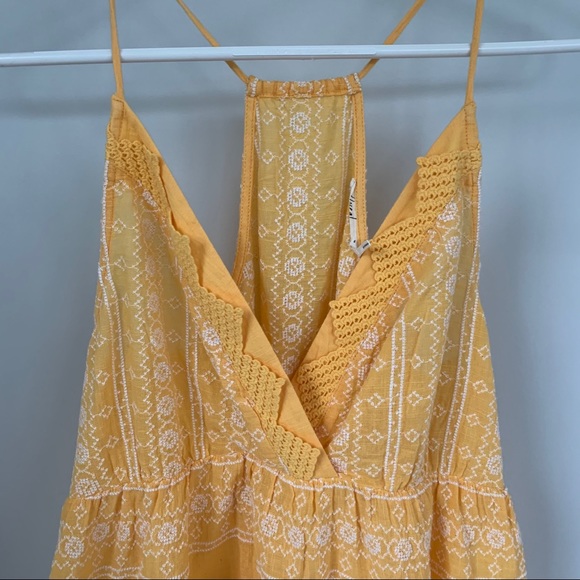 Anthropologie yellow top with white embroidery - Picture 3 of 4